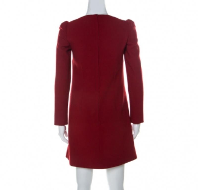 Rouge Dolce & Gabbana - Robe à manches longues en laine rouge S en vente
