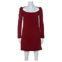 Dolce & Gabbana Red Wool Long Sleeve Shift Dress S