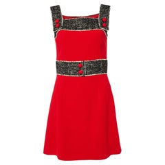 Dolce & Gabbana Red Wool Sleeveless Flared Mini Dress S