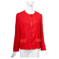 Dolce & Gabbana Red Woven Jacket with Animal Print Lining