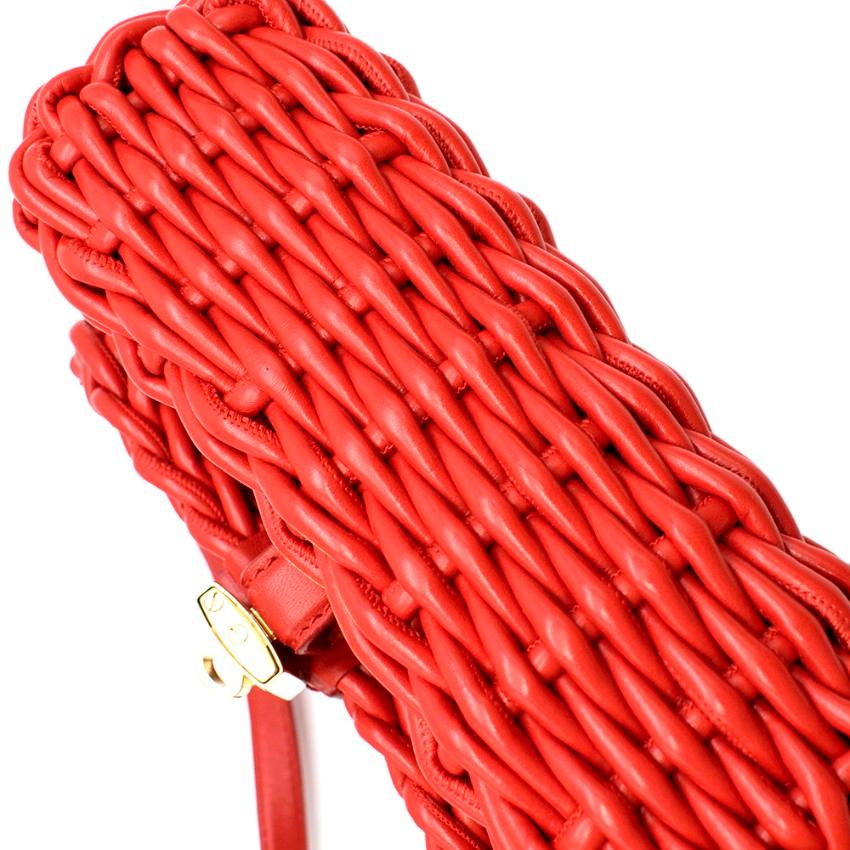 Dolce & Gabbana Red Woven Leather Crossbody Bag 26cm In Excellent Condition For Sale In London, GB