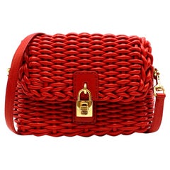Dolce & Gabbana Red Woven Leather Crossbody Bag 26cm