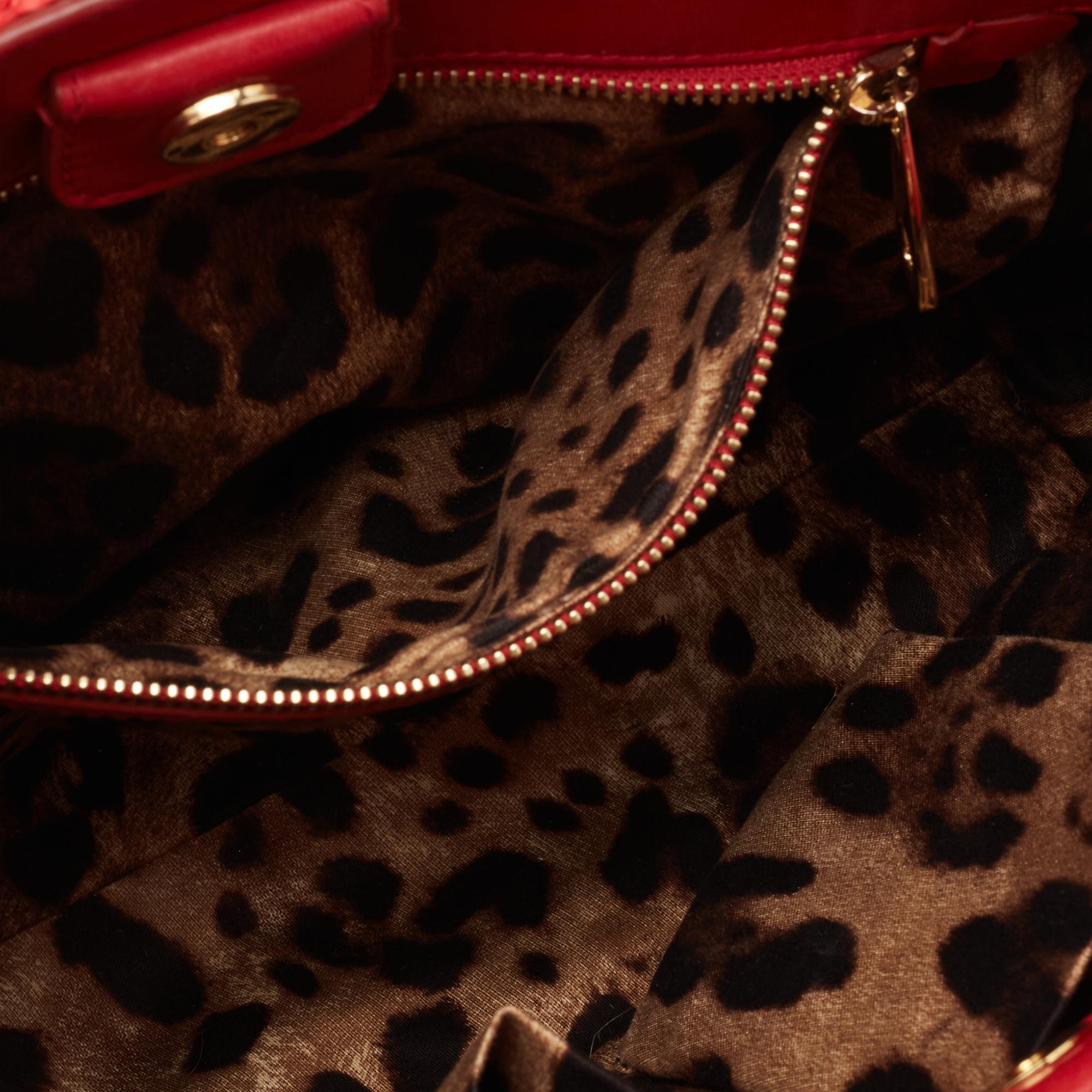 Dolce & Gabbana Red Woven Straw Medium Miss Sicily Tote 5