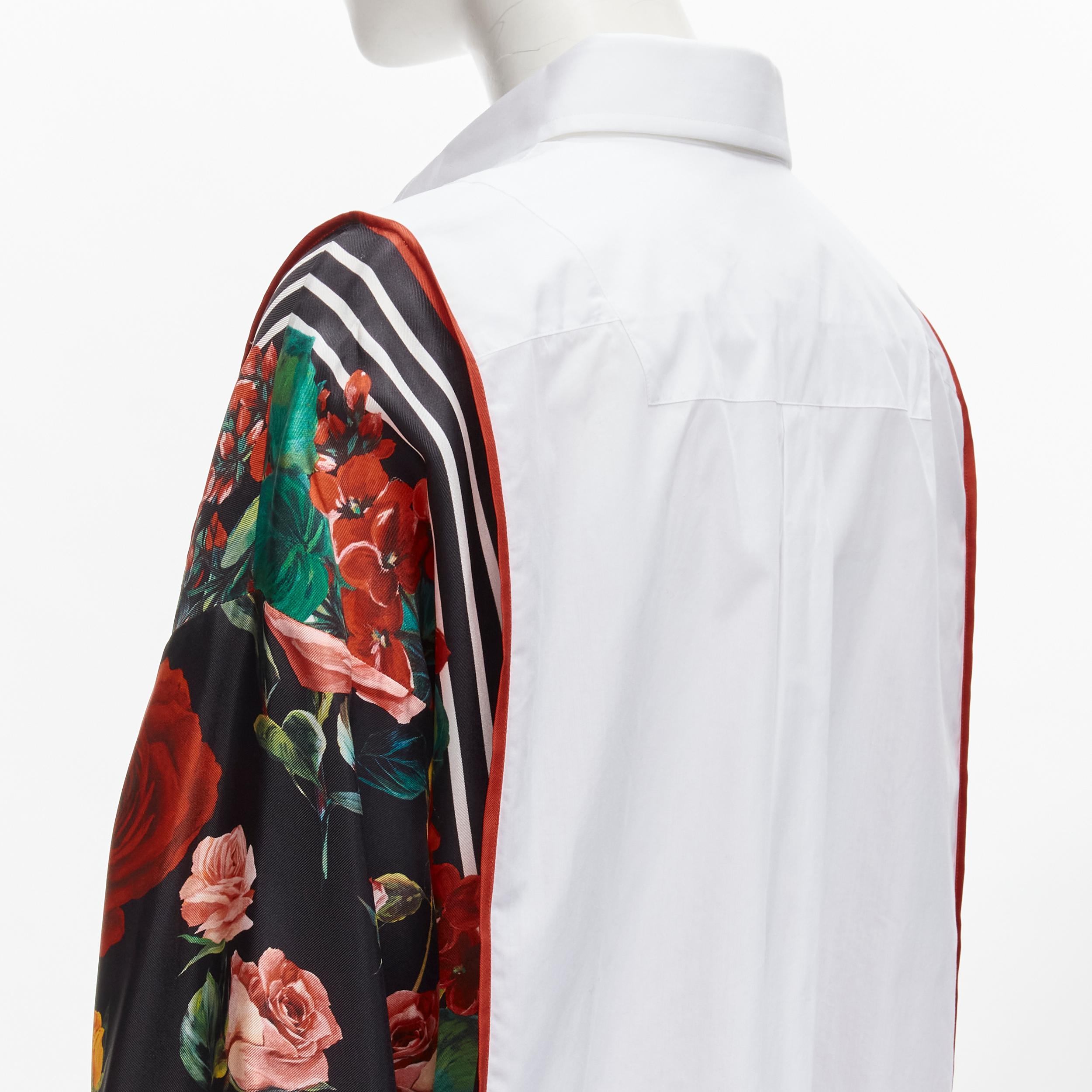 DOLCE GABBANA red yellow floral scarf silk insert white high low shirt IT38 XS For Sale 3