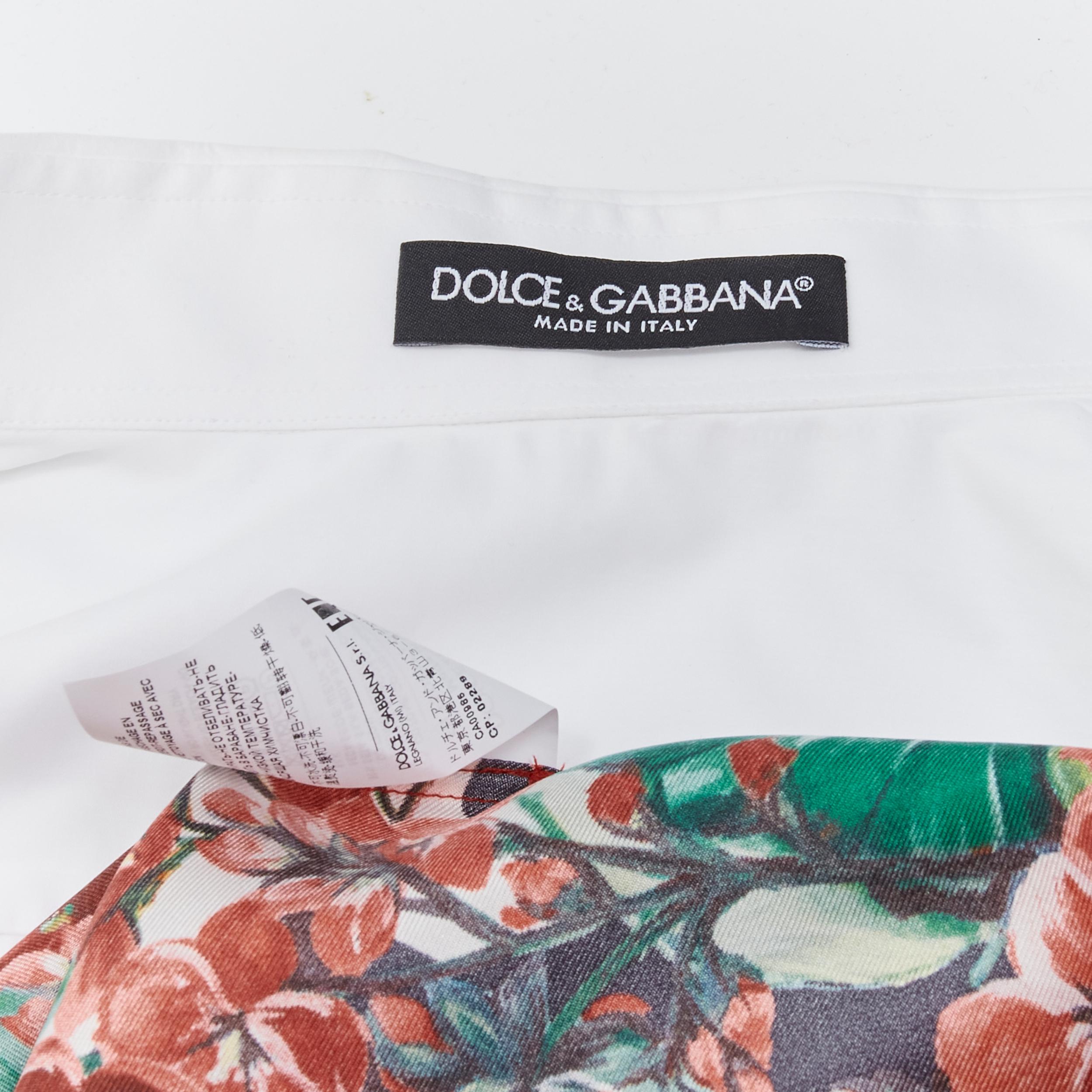 DOLCE GABBANA red yellow floral scarf silk insert white high low shirt IT38 XS For Sale 4