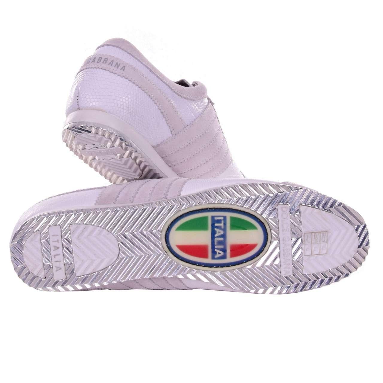 Men's Dolce & Gabbana - Reptile Suede Sneakers ITALIA White EUR 43 For Sale
