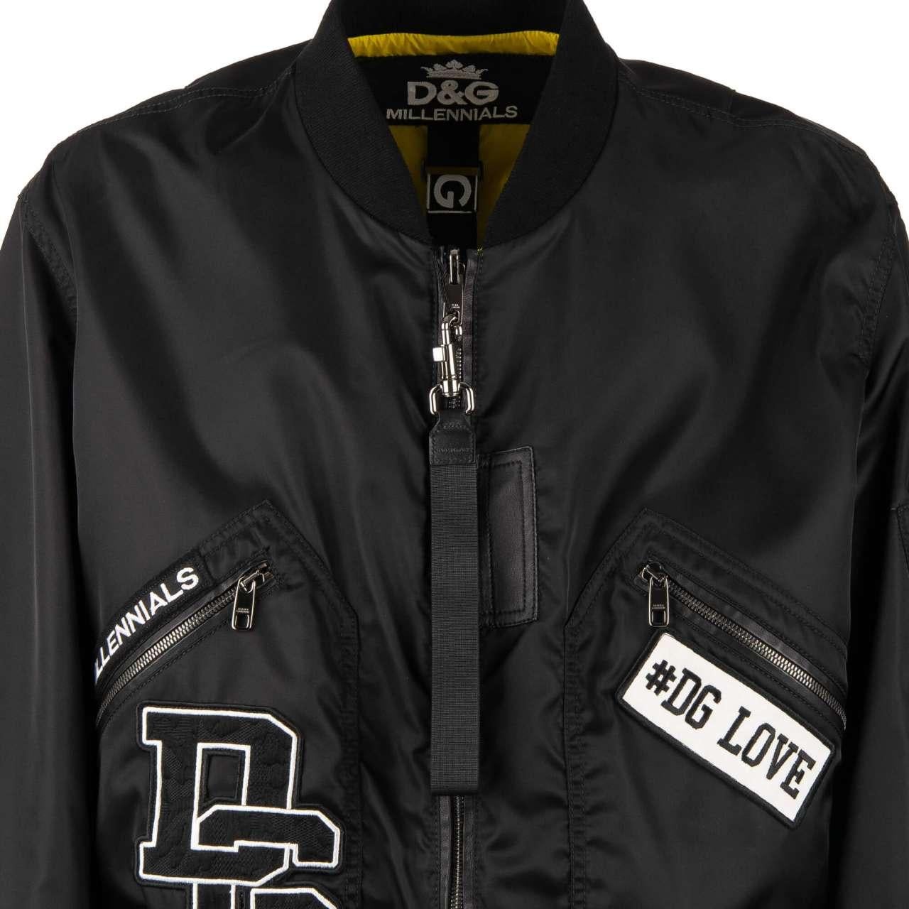 Dolce & Gabbana Wendbare Oversize-Bomberjacke DG Prince in Schwarz und Gelb 52 Herren im Angebot