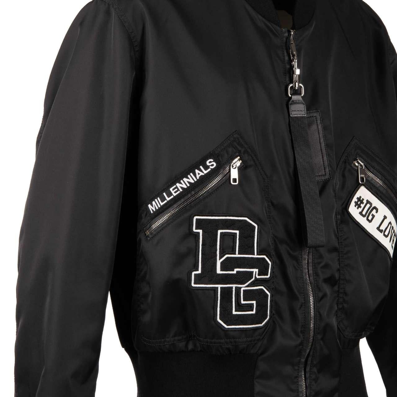 Dolce & Gabbana Wendbare Oversize-Bomberjacke DG Prince in Schwarz und Gelb 52 im Angebot 1