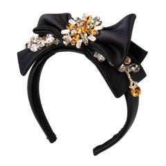 Dolce & Gabbana - Ribbon Crystals Headband Tiara Black