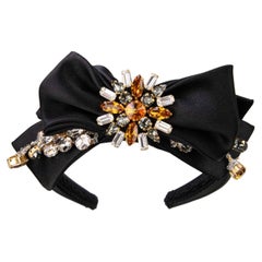 Dolce & Gabbana - Ribbon Crystals Headband Tiara Black