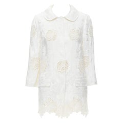 DOLCE GABBANA rose floral jacquard embroidery lace light cotton coat IT38