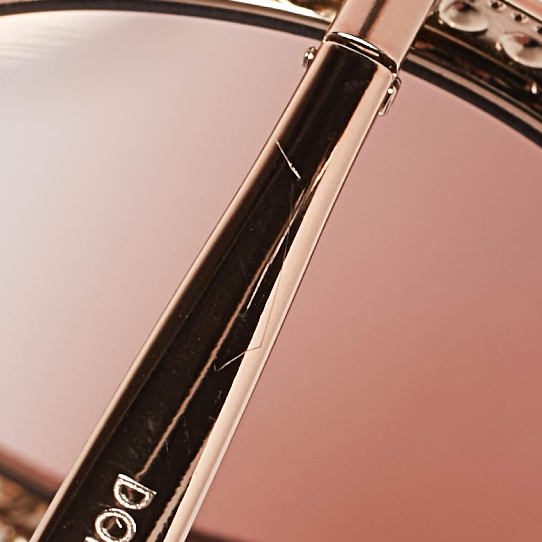 Women's Dolce Gabbana Rose Gold Gradient D 2170-B Crystals Embellished Round Sunglasses