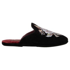 Dolce & Gabbana - Rose Heart bemalte Schuhe Slipper YOUNG POPE Schwarz 40 UK 6 US 7