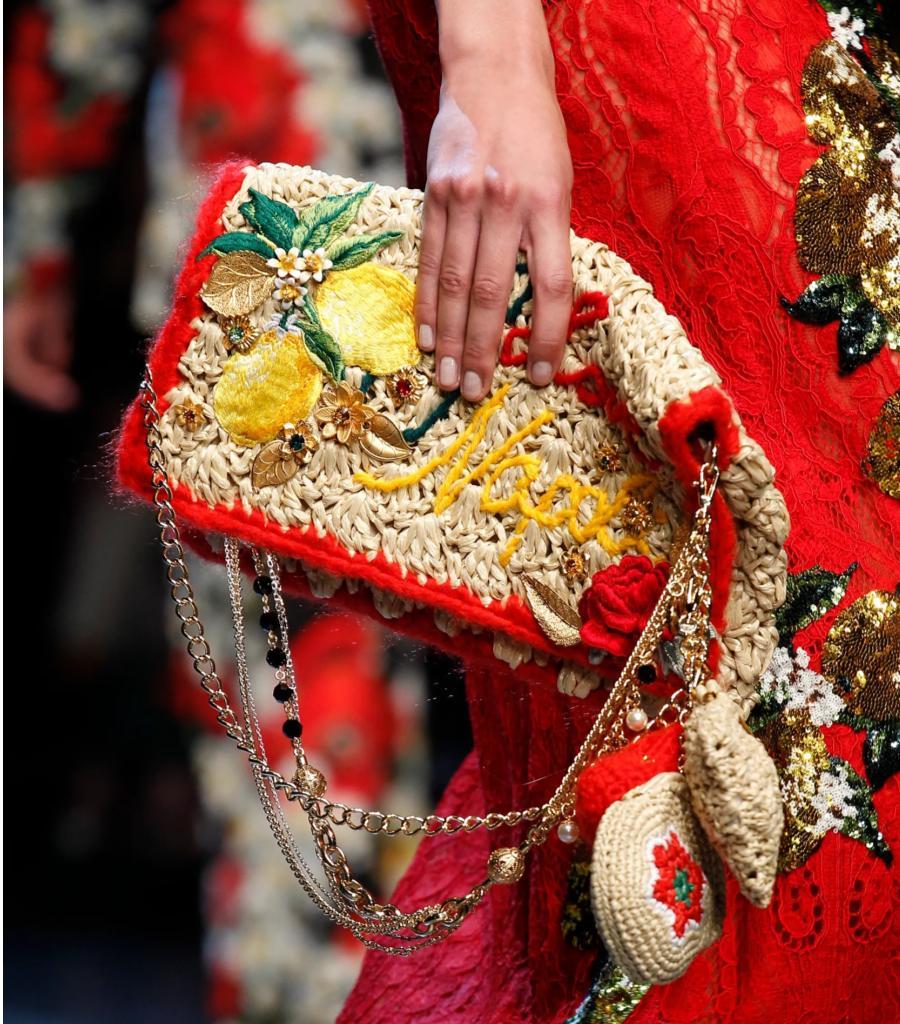 Dolce & Gabbana Rose & Lemons Richly Embellished Raffia Bag 3