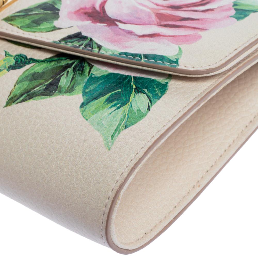 Dolce & Gabbana Rose Print Leather Miss Dolce Chain Shoulder Bag 4