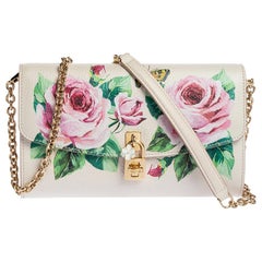 Dolce & Gabbana Rose Print Leather Miss Dolce Chain Shoulder Bag