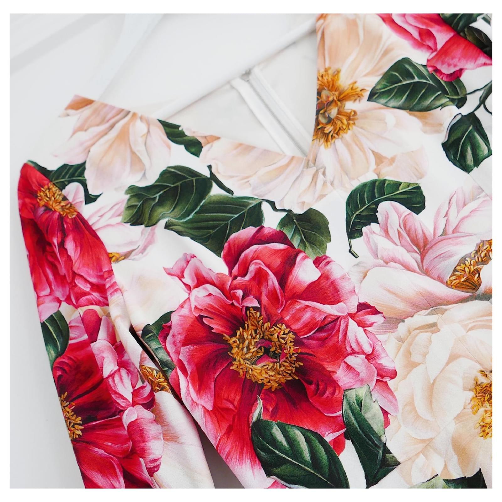 Women's Dolce & Gabbana Rose Print Midi Pencil Dress For Sale