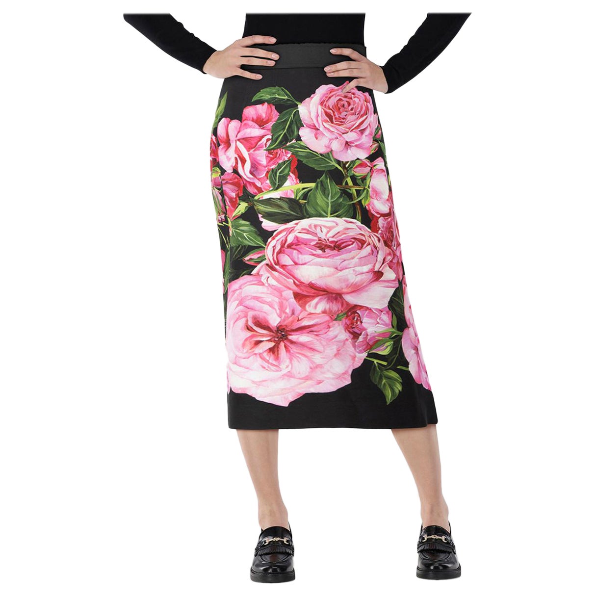 Dolce 
Gabbana Rose drucken Midi-Rock Größe XS im Angebot