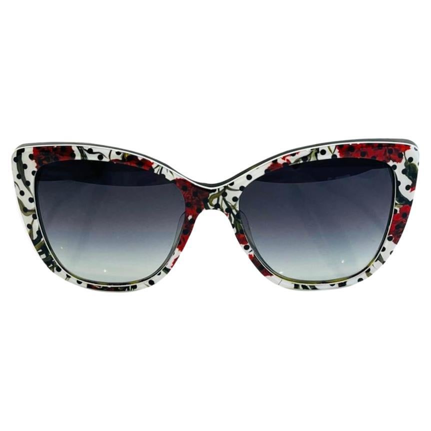 Dolce and Gabbana Rose-Print Sunglasses For Sale at 1stDibs