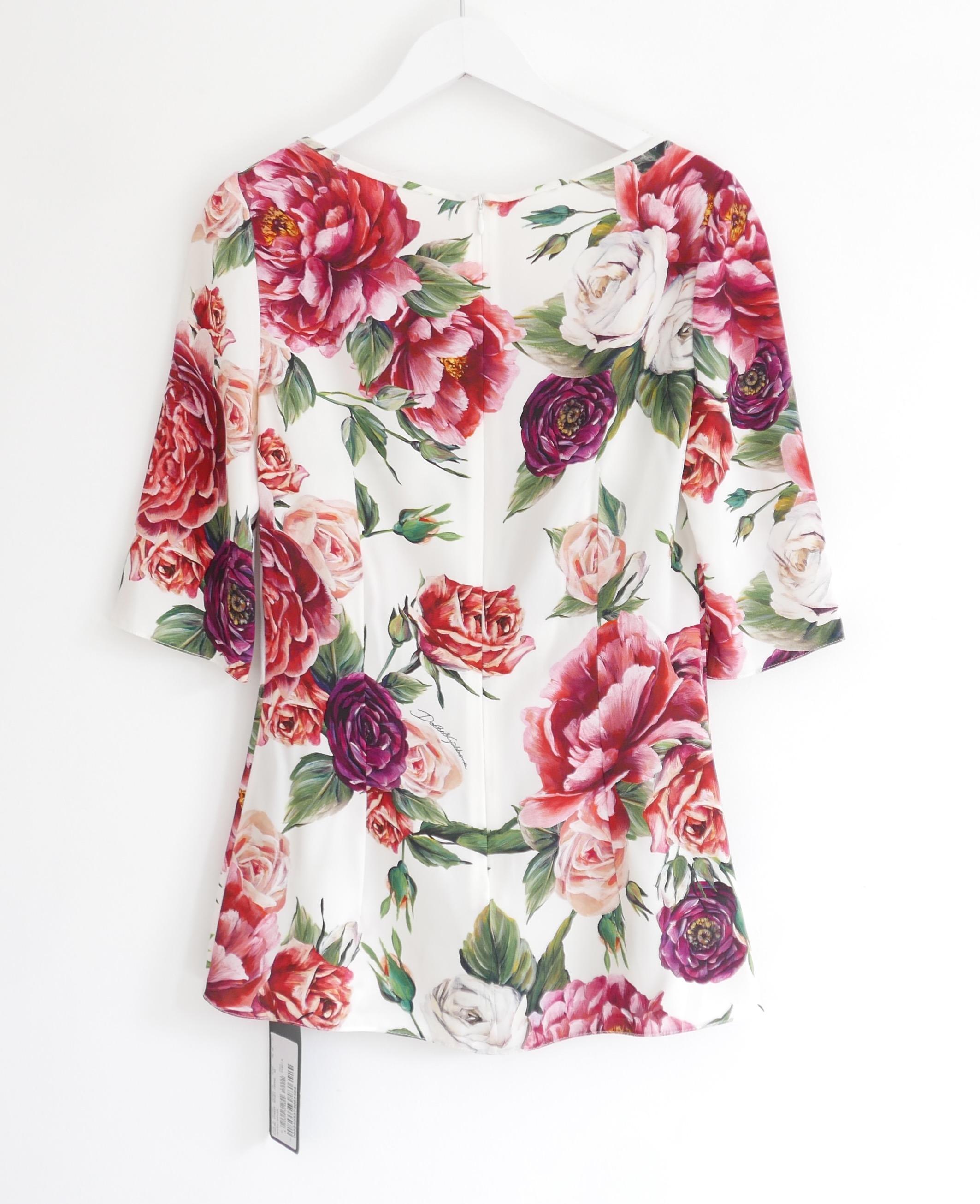 Gray Dolce & Gabbana rose print top For Sale