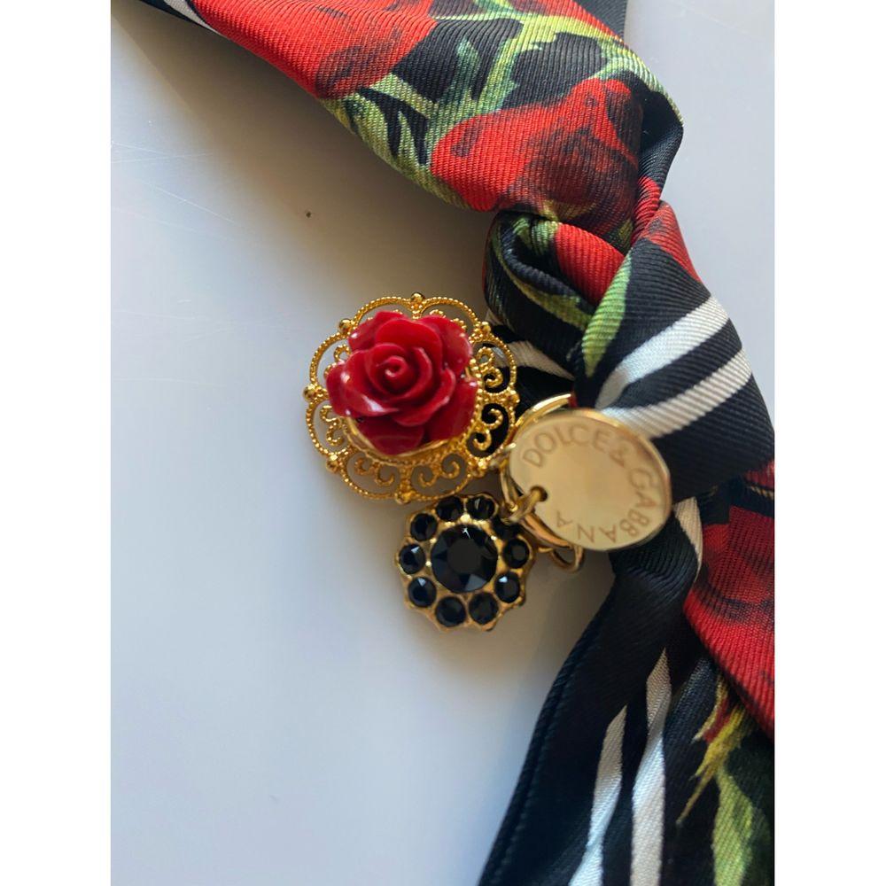 Black Dolce & Gabbana Rose Printed brooche in Red