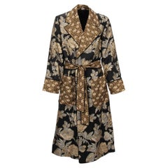 Dolce & Gabbana - Roses Flower Jacquard Coat Robe Gold Black 56
