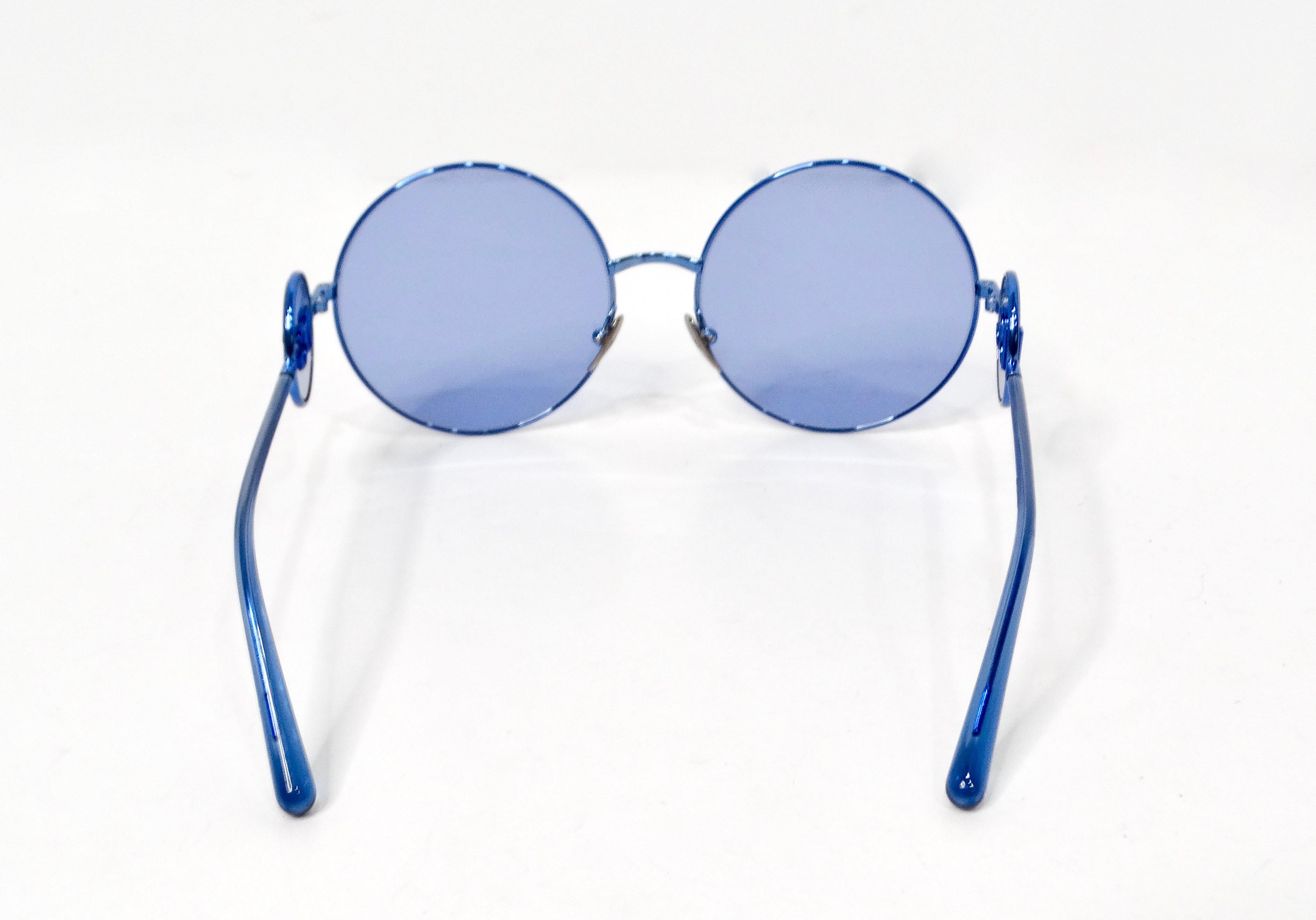 Women's Dolce & Gabbana Round Blue Metal Frame DG Sunglasses For Sale