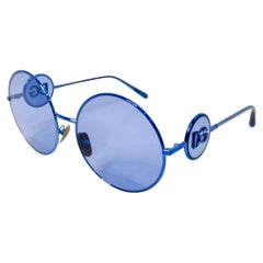 Dolce & Gabbana Round Blue Metal Frame DG Sunglasses
