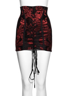 Dolce & Gabbana ruby brocade corseted girdle style micro mini skirt, ss 1993
