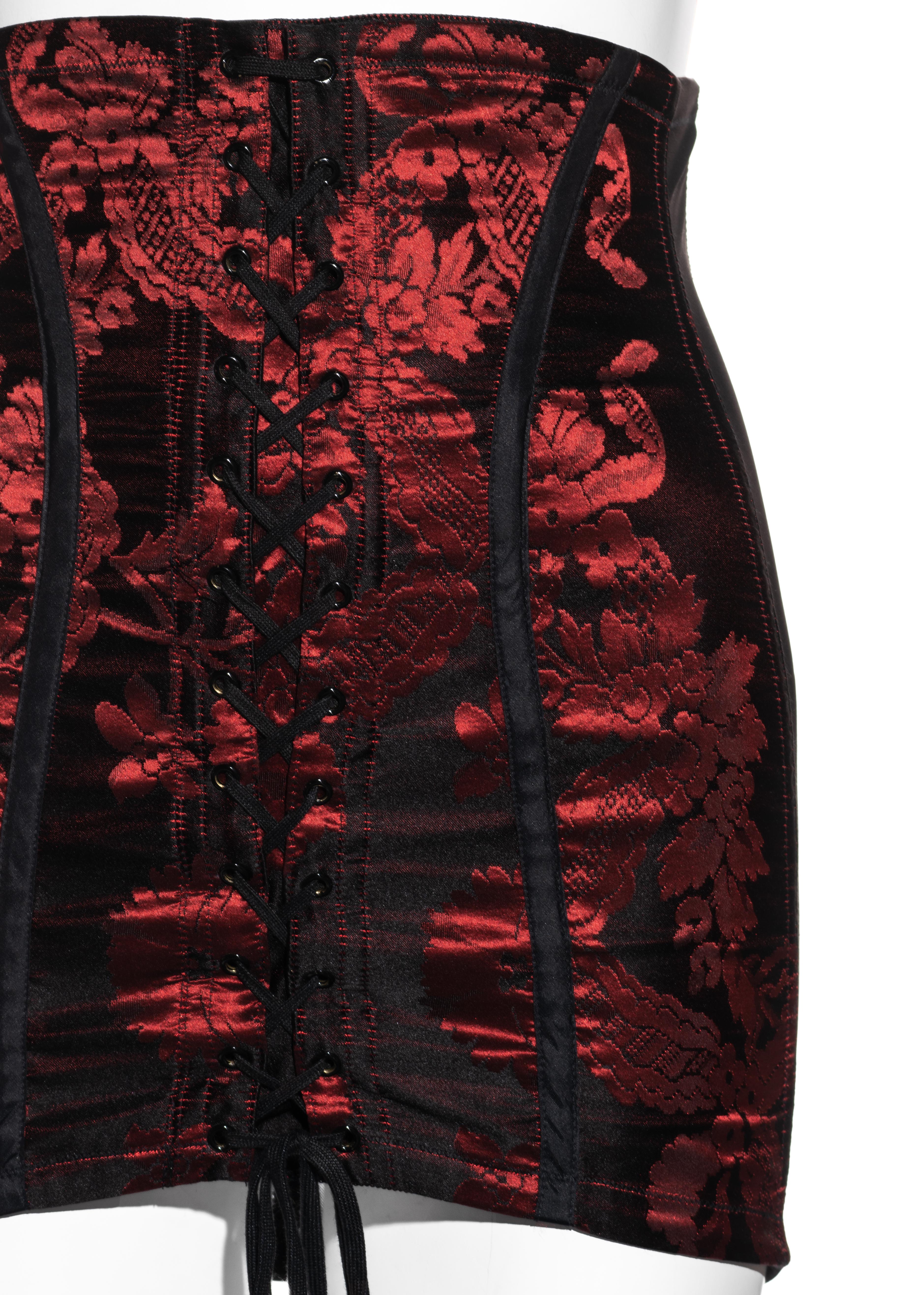 Black Dolce & Gabbana ruby brocade corseted girdle style micro mini skirt, ss 1993