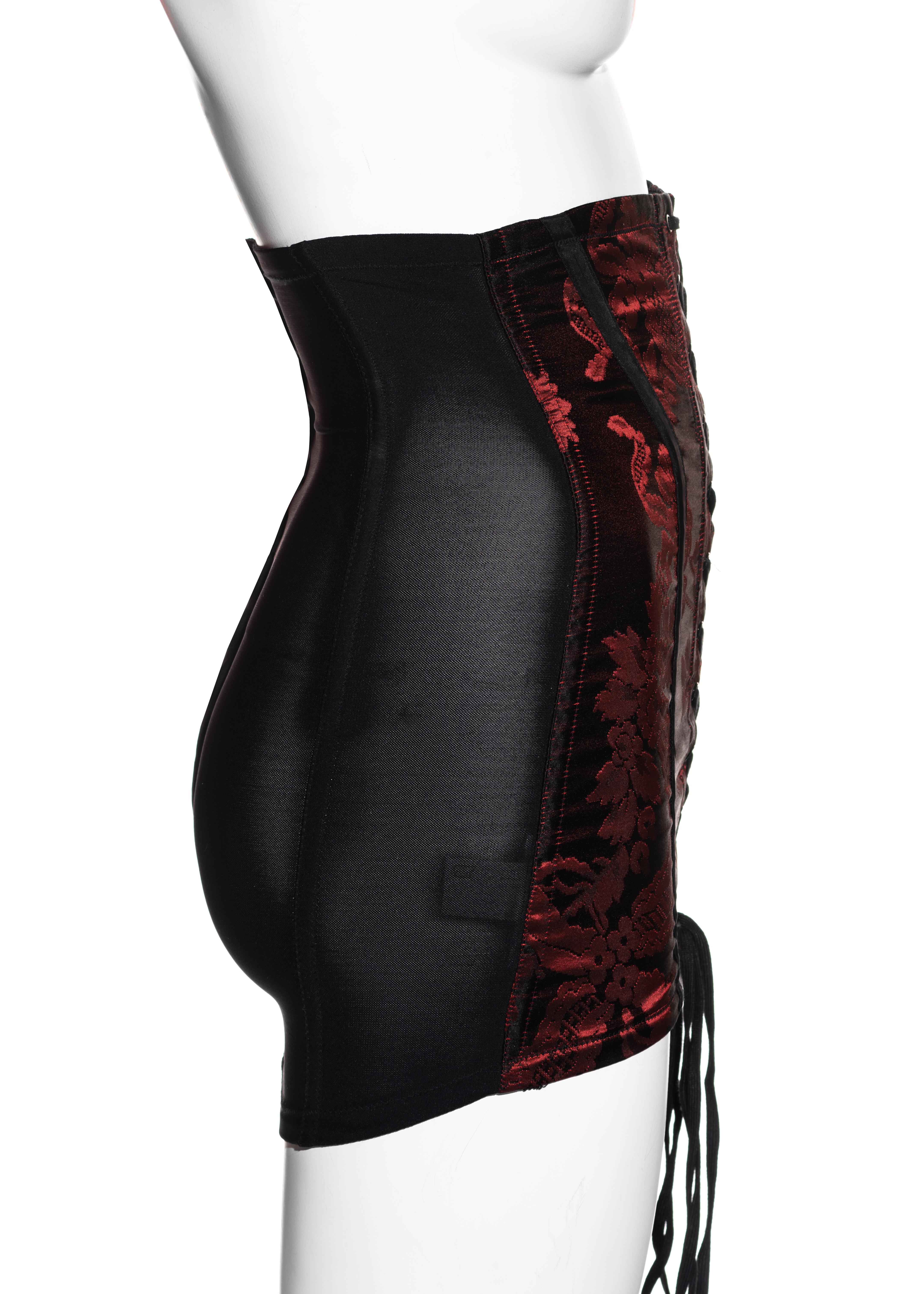 Women's Dolce & Gabbana ruby brocade corseted girdle style micro mini skirt, ss 1993