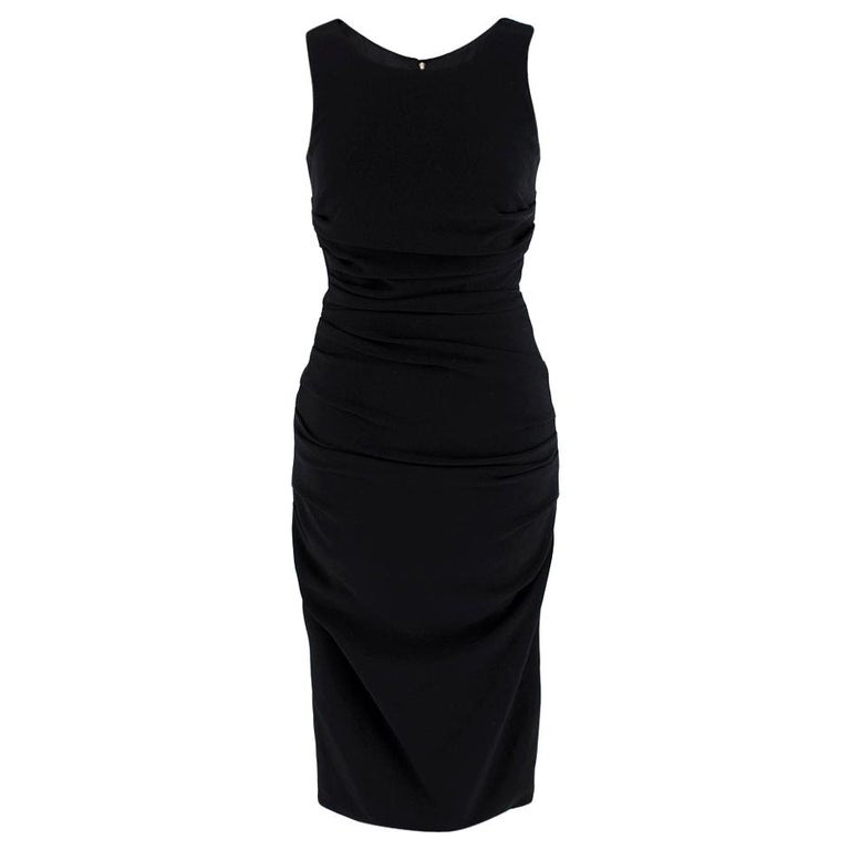 Dolce and Gabbana Ruched Black Sleeveless Dress - Size US 0-2 For Sale ...