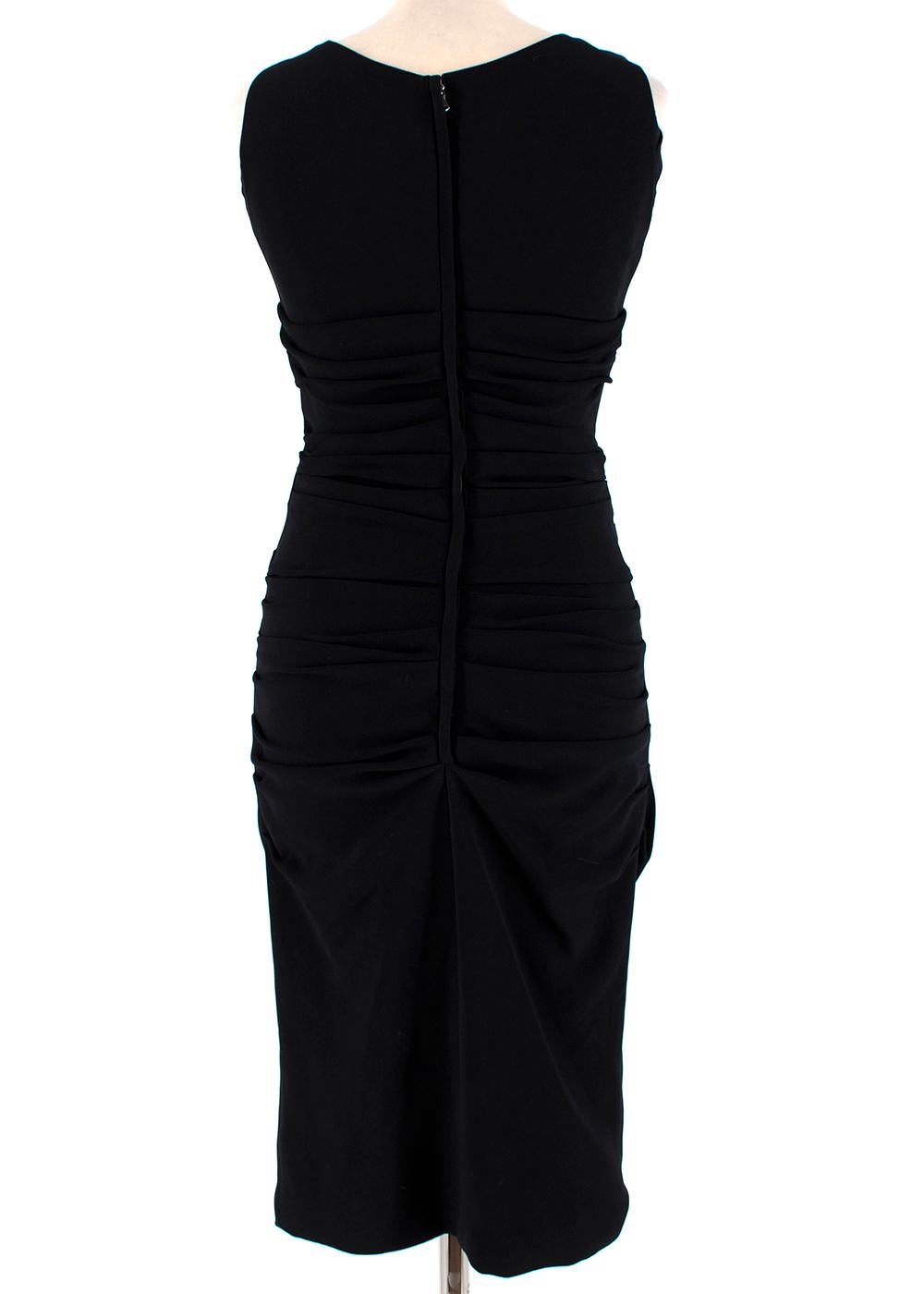 Dolce & Gabbana Ruched Black Sleeveless Dress - Size US 0-2 In Excellent Condition For Sale In London, GB