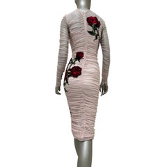 Dolce & Gabbana Ruched Tulle Evening Dress with Rose Appliqué Sz.38