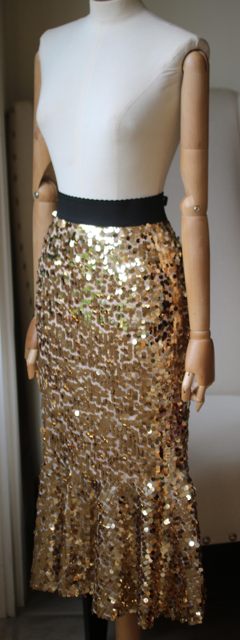 Brown Dolce & Gabbana Ruffled Sequined Tulle Skirt