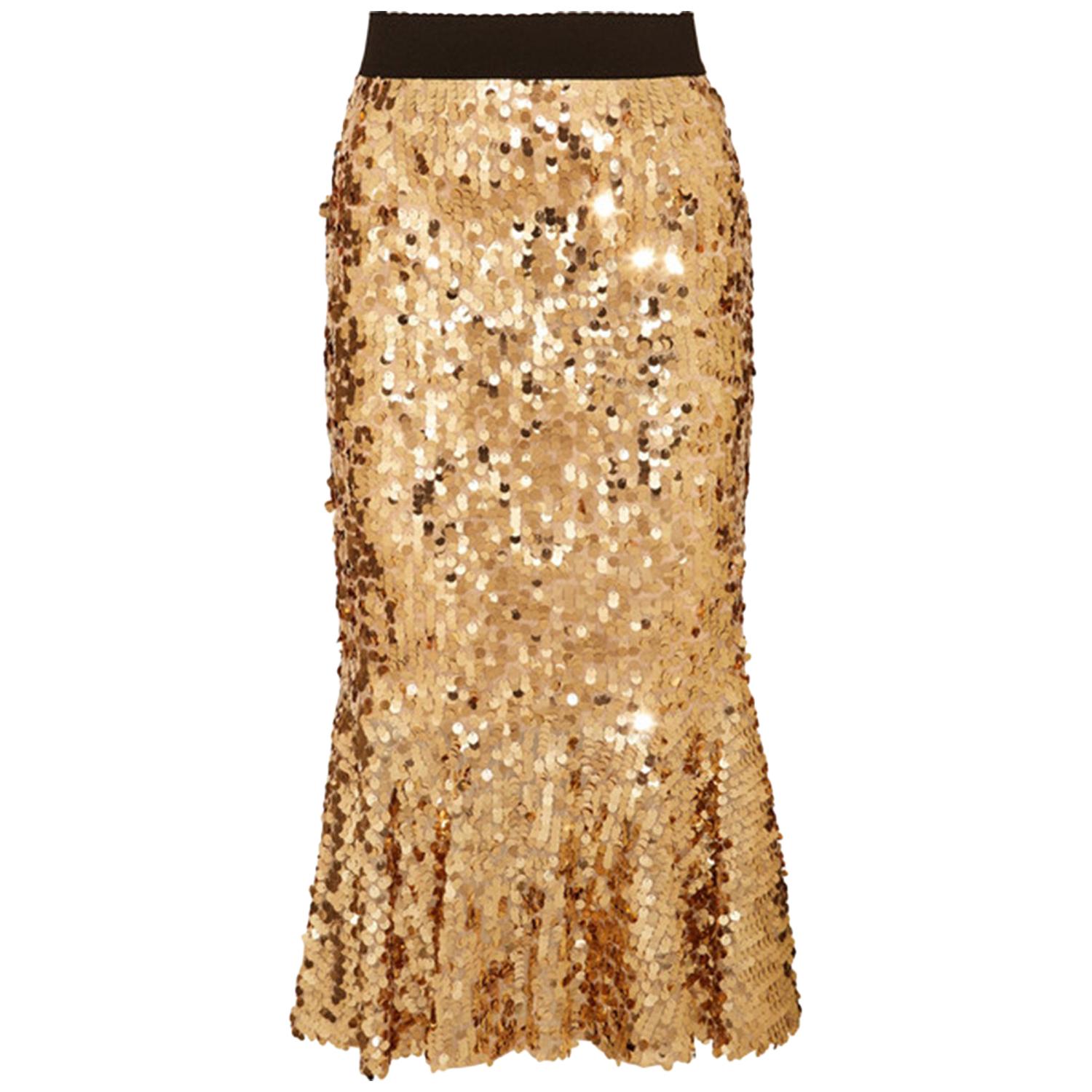 Dolce & Gabbana Ruffled Sequined Tulle Skirt