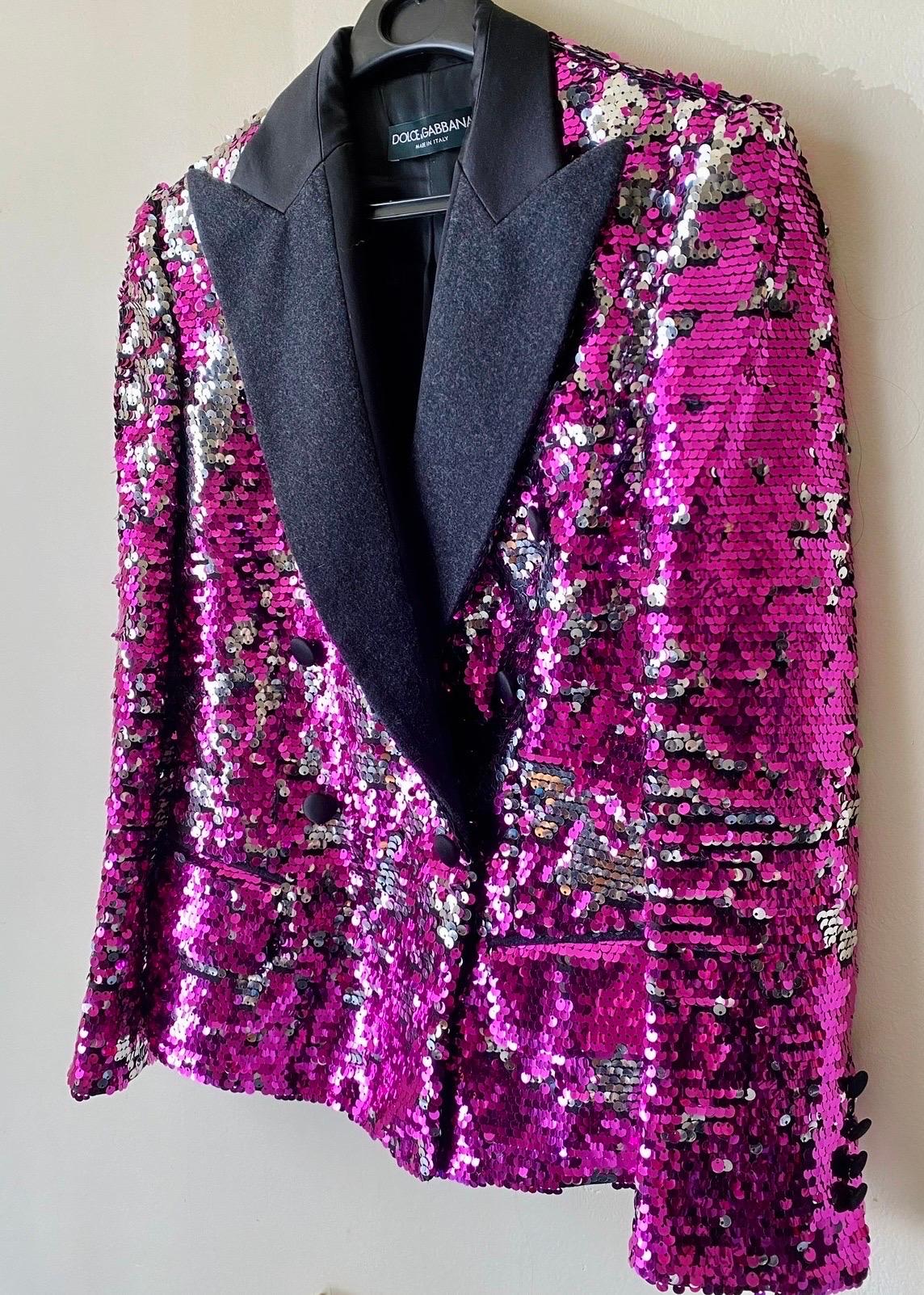 Pink Dolce & Gabbana runway 2011 pink sequined jacket  For Sale