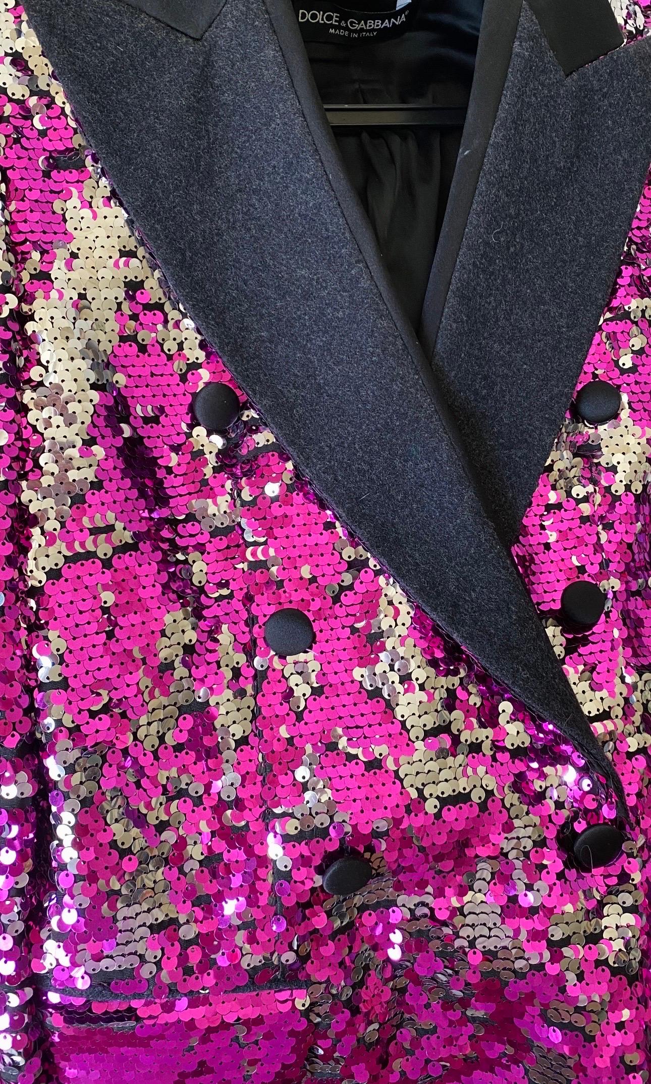 Women's Dolce & Gabbana runway 2011 pink sequined jacket  For Sale