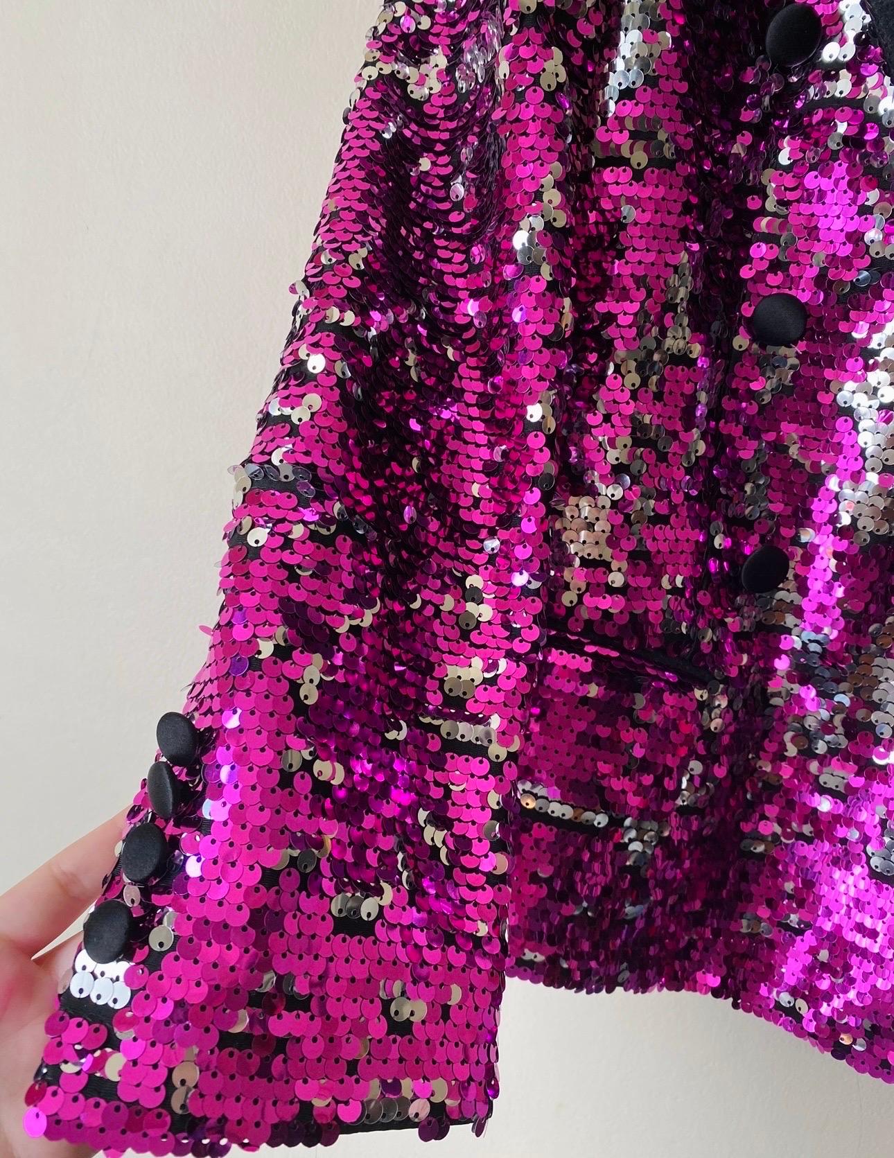 Dolce & Gabbana runway 2011 pink sequined jacket  For Sale 2
