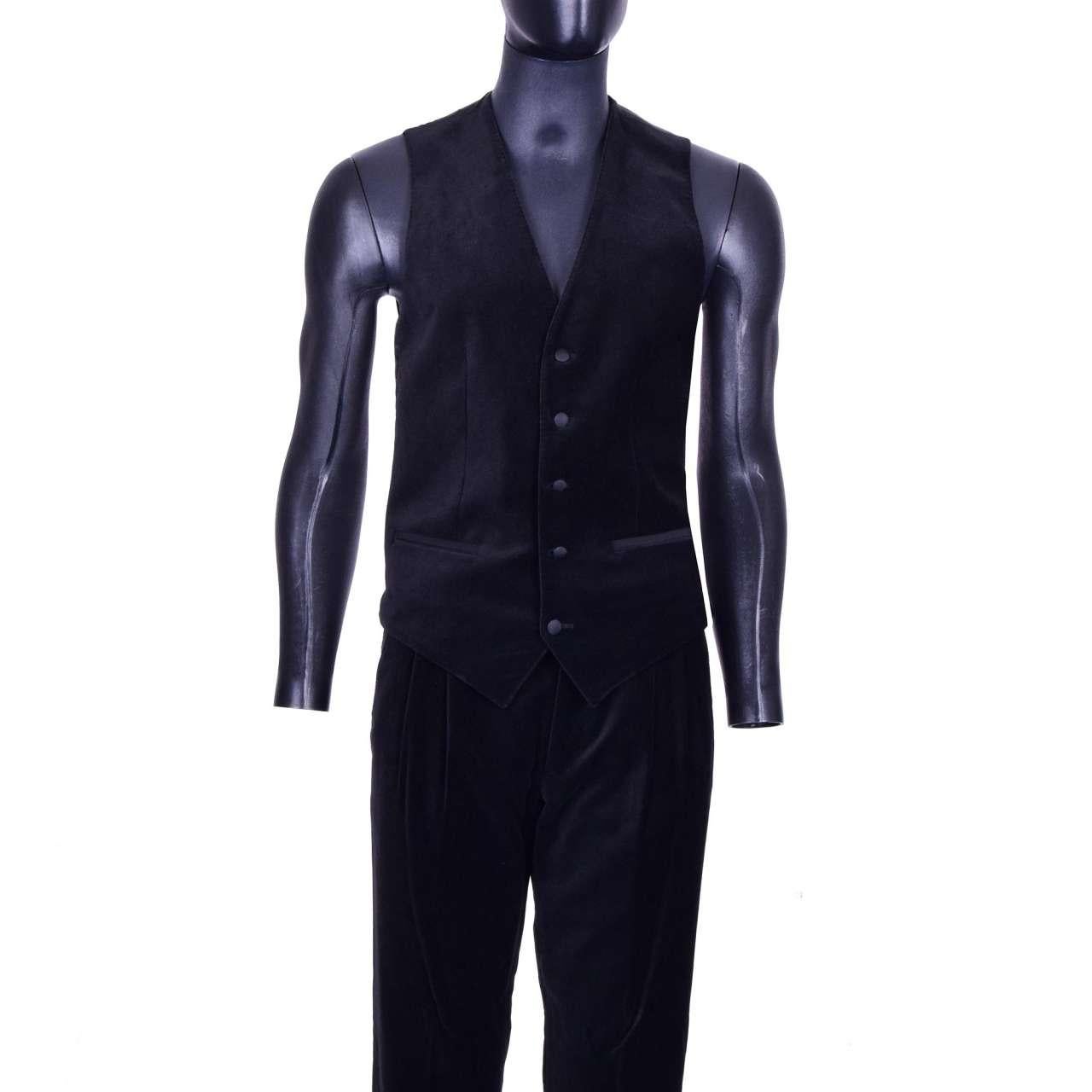 Dolce & Gabbana - RUNWAY 3 Pieces Velvet Suit Black In Excellent Condition For Sale In Erkrath, DE