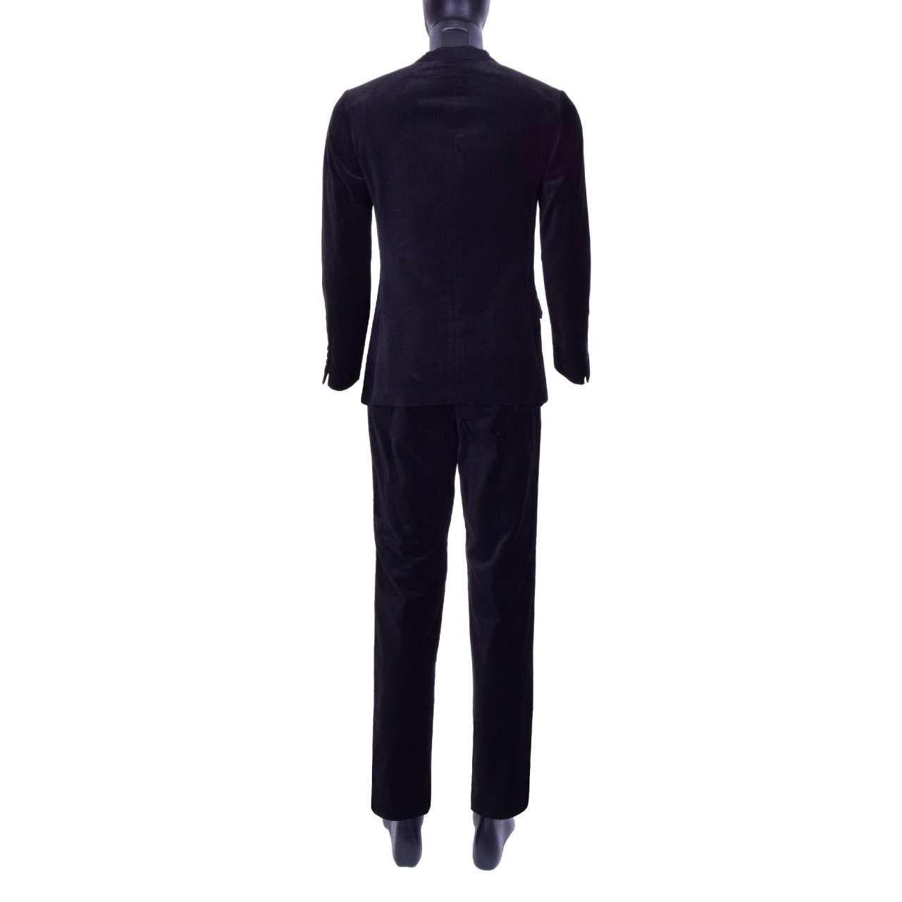 Dolce & Gabbana - RUNWAY 3 Pieces Velvet Suit Black For Sale 2