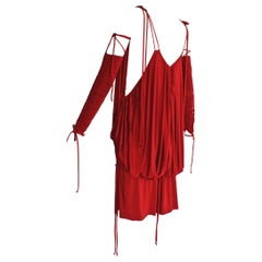 Dolce & Gabbana Runway Ad Campaign Red Mini Dress Ruched Arm Bands, 2003