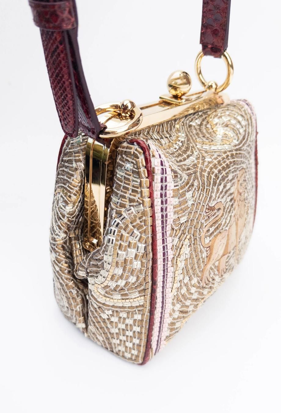 Bolso Dolce & Gabbana Runway Agata León Mosaico Bordado Marrón en venta