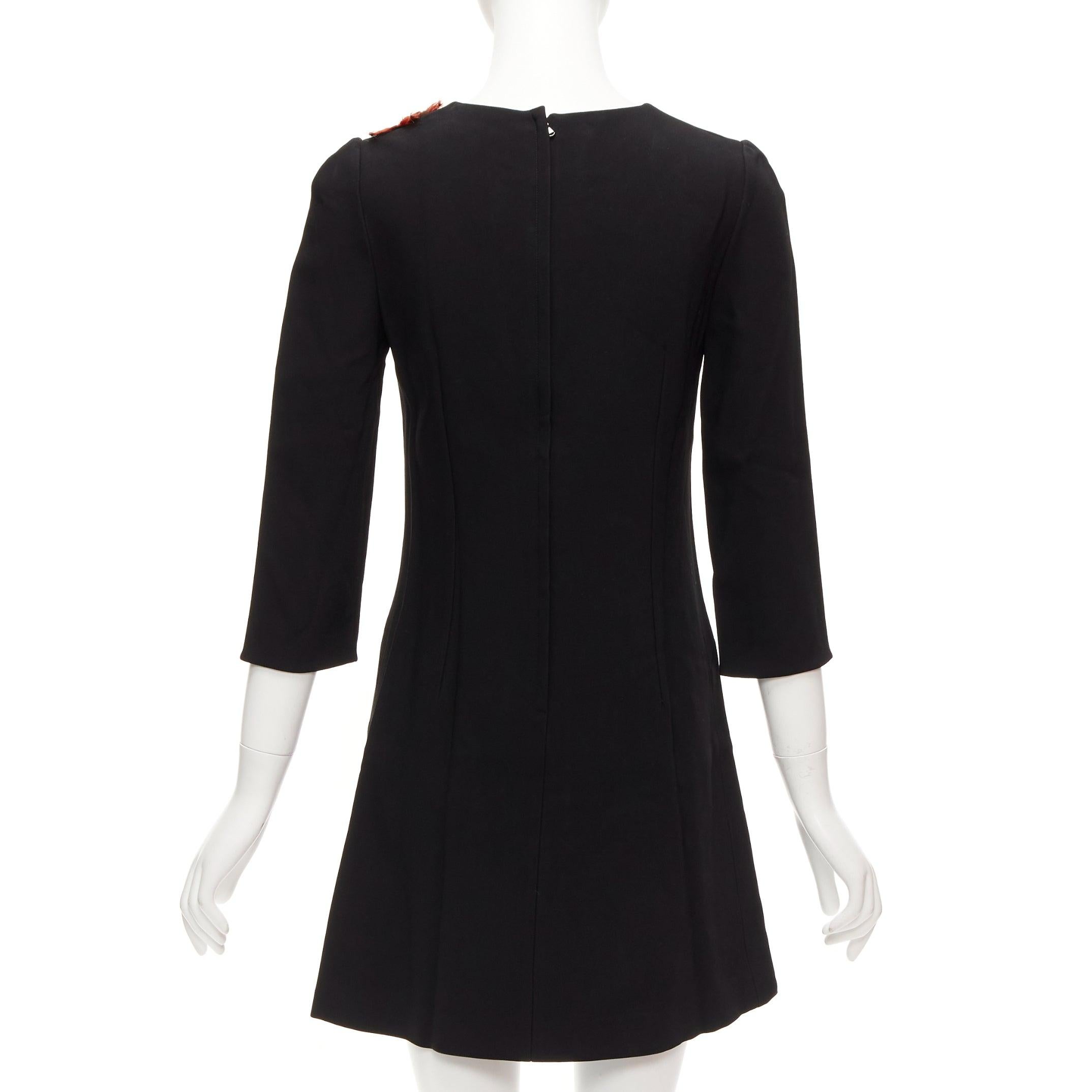 De las mujeres DOLCE GABBANA Pasarela negro Roma Guerrero lentejuelas cuero parche vestido shift IT38 XS en venta