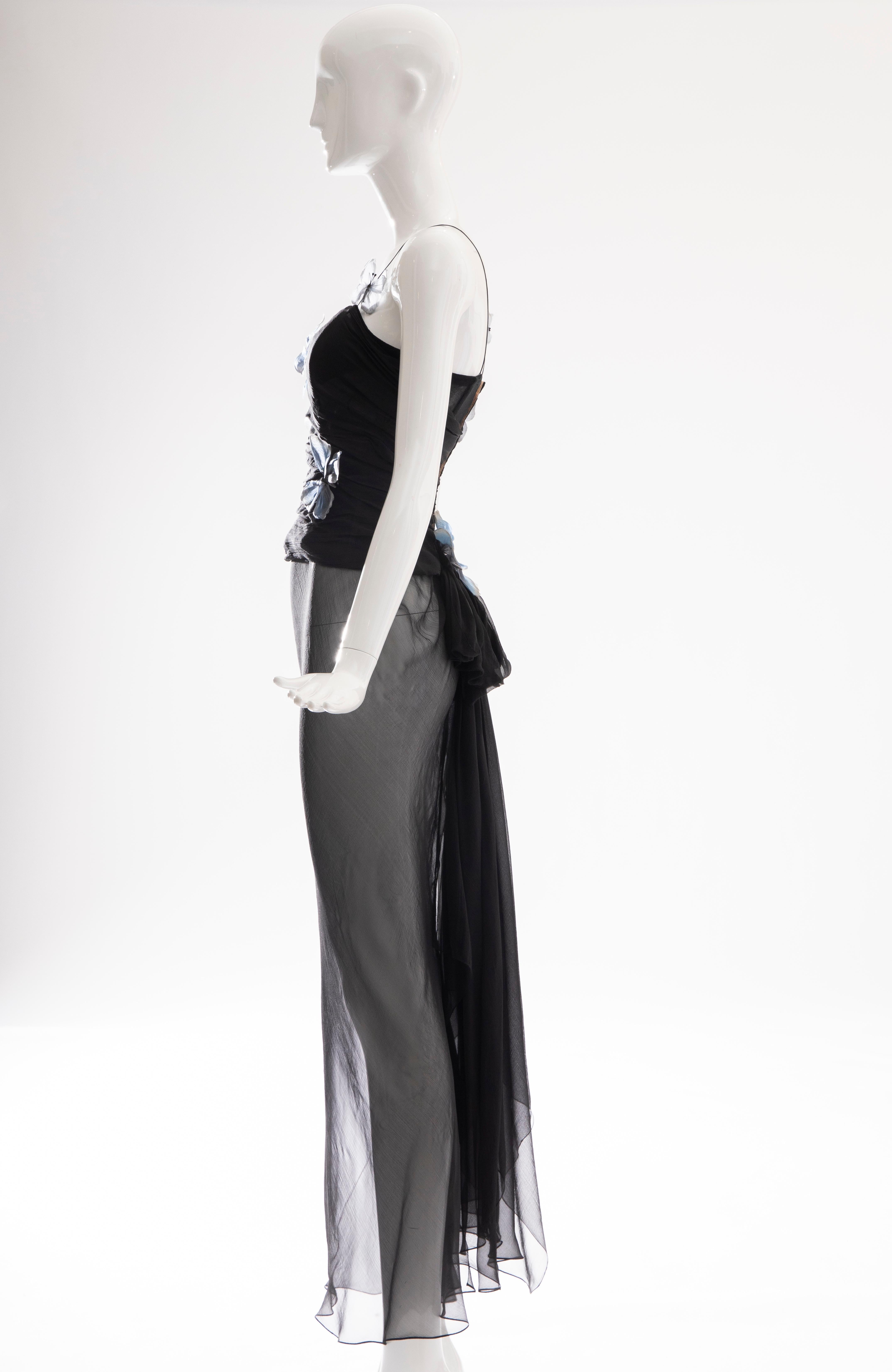 Dolce & Gabbana Runway Black Silk Chiffon Butterfly Evening Dress, Spring 1998 5