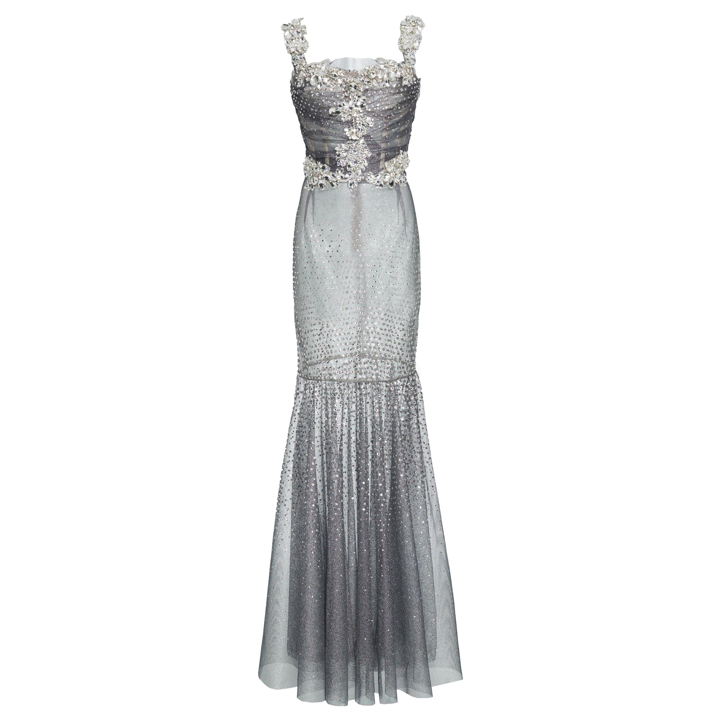 Dolce & Gabbana Runway Crystals Embellished Mermaid Dress  SZ38 Retailed $32, 000