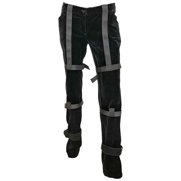 Dolce and Gabbana Runway F/W 2003 Black Parachute Bondage Trousers For Sale  at 1stDibs