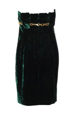 DOLCE & GABBANA Runway F/W 2006 Green Velvet & Chain Corset Babydoll Dress