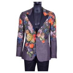 Dolce & Gabbana - RUNWAY Floral Silk Blazer Gray 46