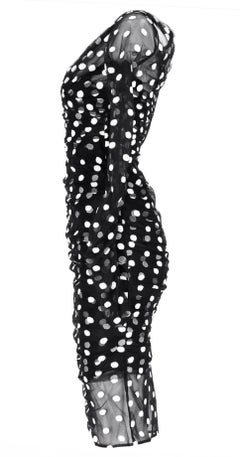 DOLCE & GABBANA Runway S/S 2015 Polka Dot Embroidered Sheer Tulle Midi Dress